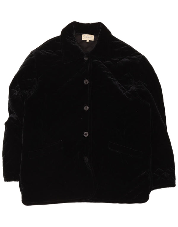 Chaqueta acolchada de terciopelo vintage para mujer IT 48 XL Poliamida negra