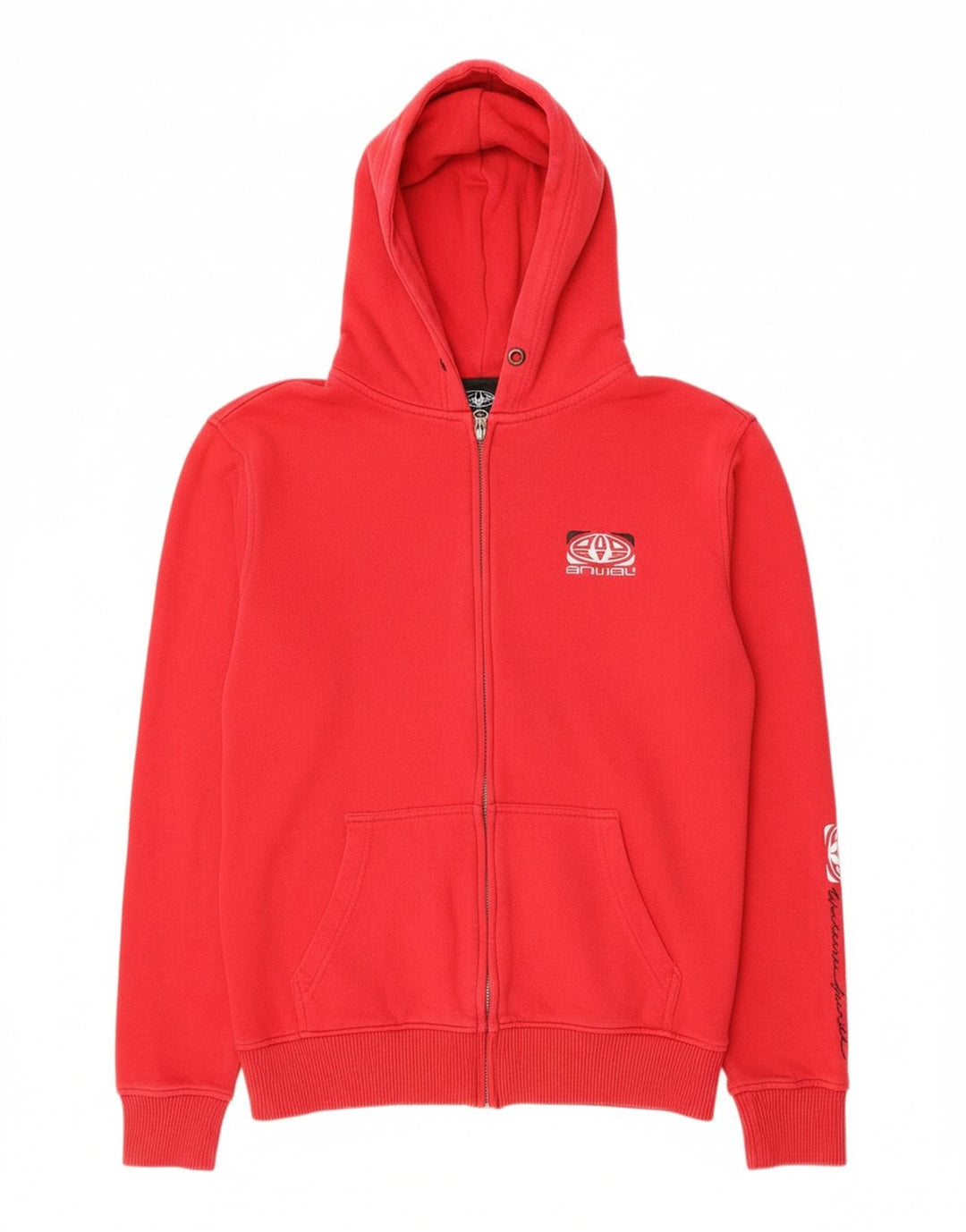ANIMAL Mens Graphic Zip Hoodie Sweater Small Red