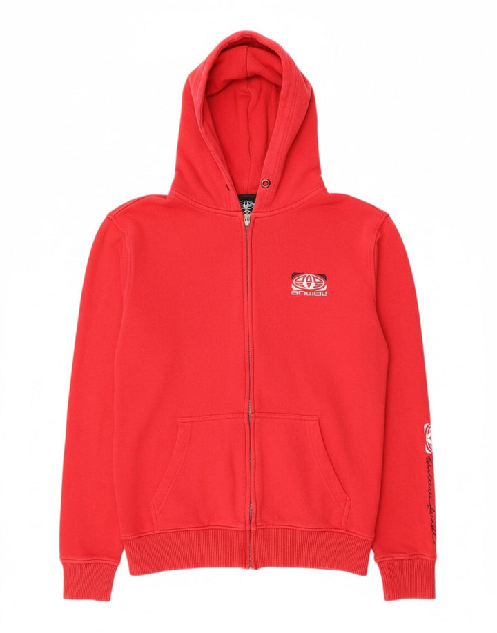 ANIMAL Mens Graphic Zip Hoodie Sweater Small Red