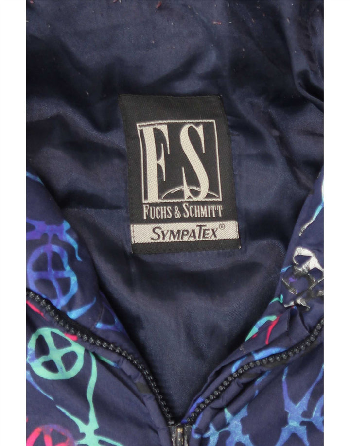FUCHS & SCHMITT Chaqueta acolchada con capucha para mujer UK 46 Grande Azul marino Geométrico