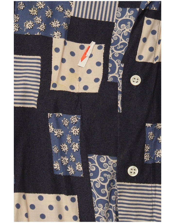 Camisa vintage para hombre grande patchwork azul marino