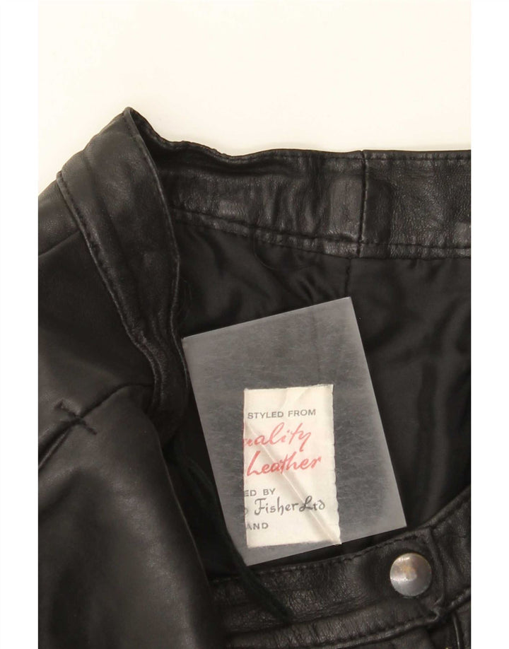 Falda de cuero vintage para mujer W28 Negro medio