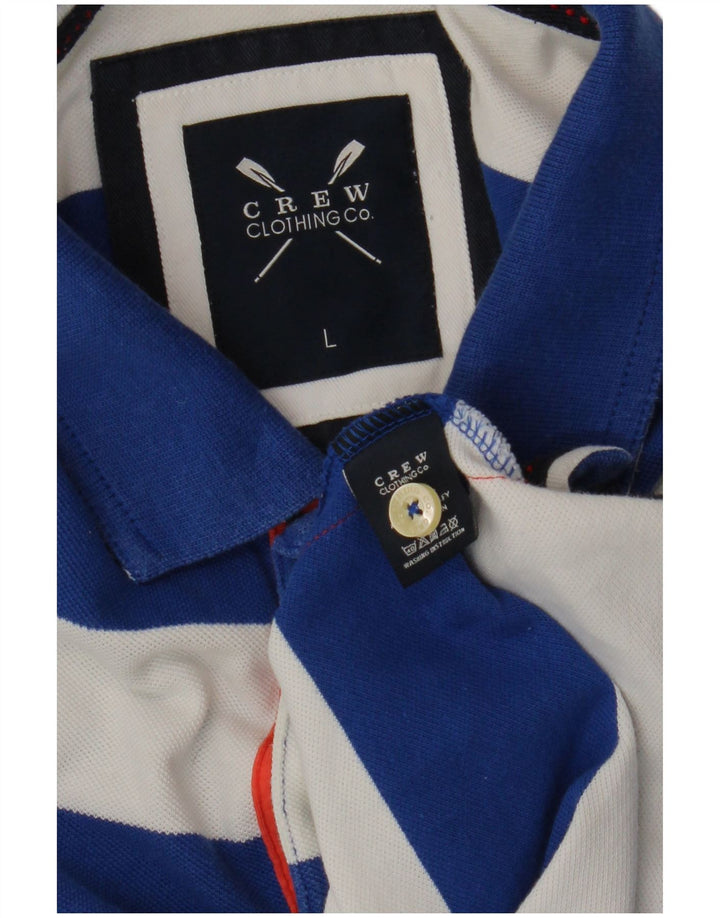 CREW CLOTHING Polo para hombre de algodón a rayas azules grandes