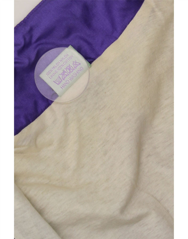 Vintage hombres chándal top chaqueta grande púrpura colorblock nylon