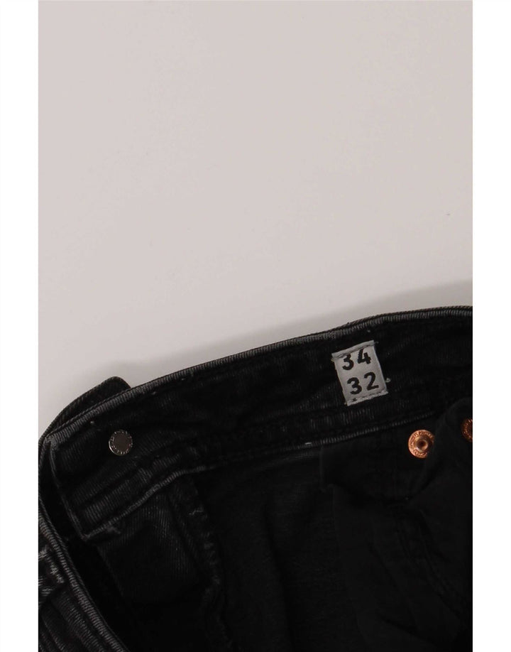 Jack & Jones Vaqueros ajustados desgastados para hombre W34 L32 Algodón negro