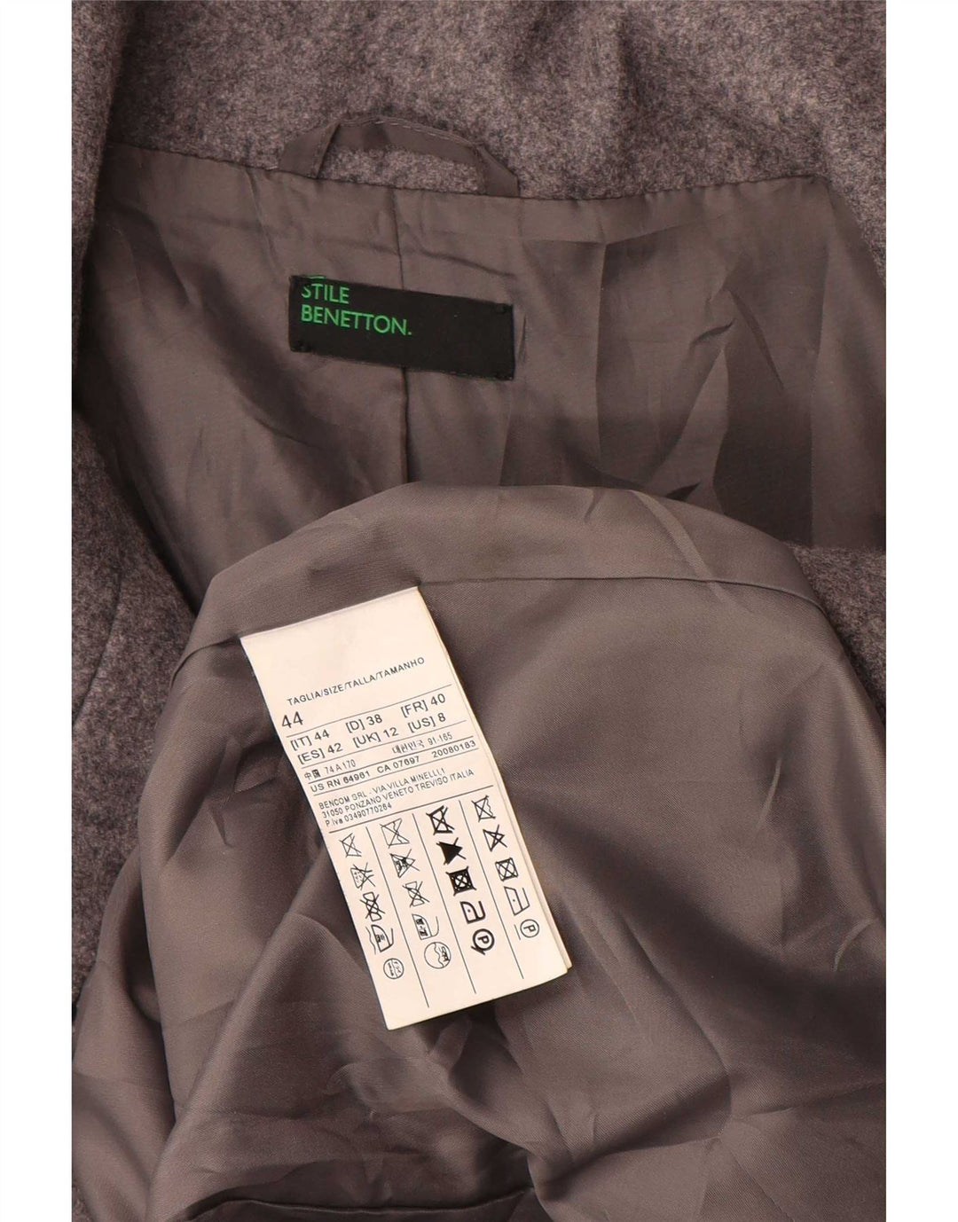 Abrigo Benetton Mujer ES 42 Lana Gris Medio