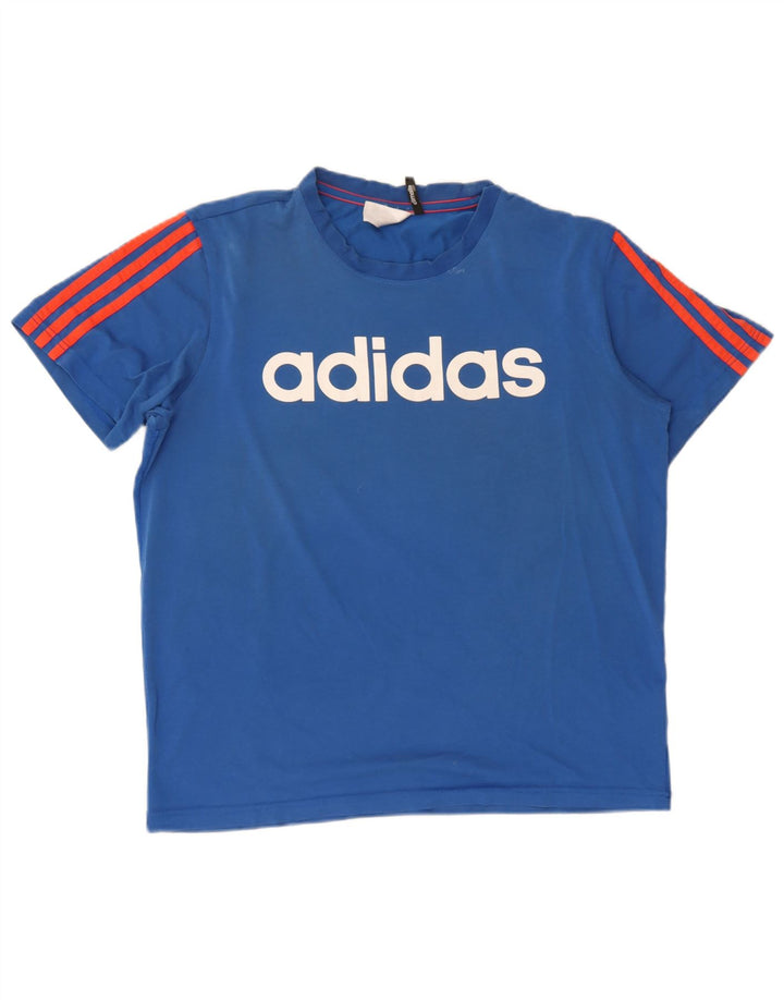 Adidas Mens Climalite Graphic Camiseta Top Algodón Azul Medio