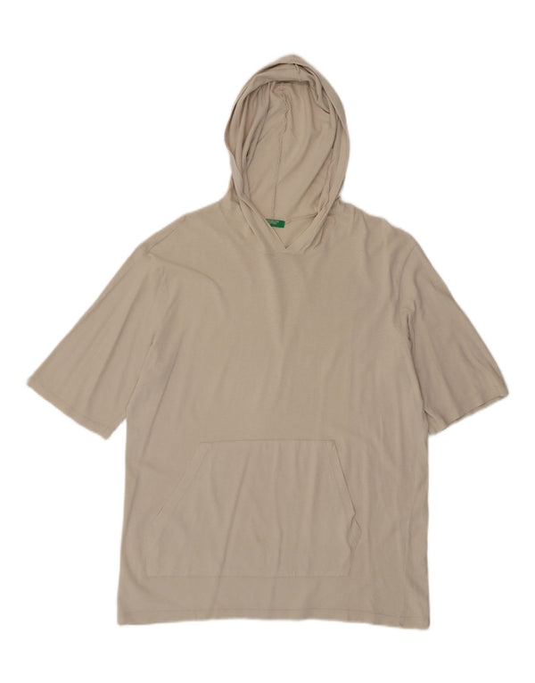 Benetton Camiseta Con Capucha Top Medium Off White Algodón