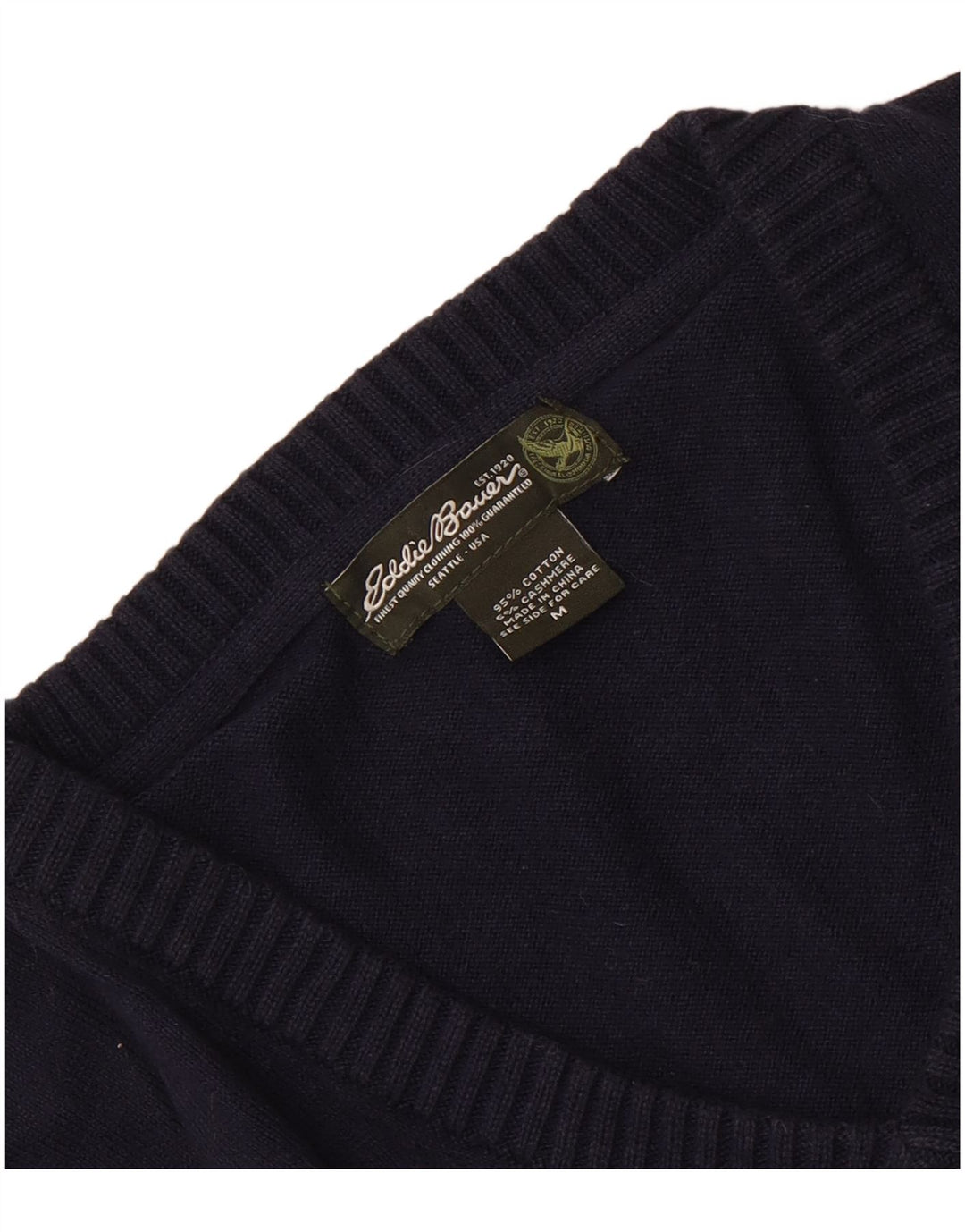 Eddie Bauer Jersey con Cuello en V para Hombre Jersey de algodón Azul Marino Mediano