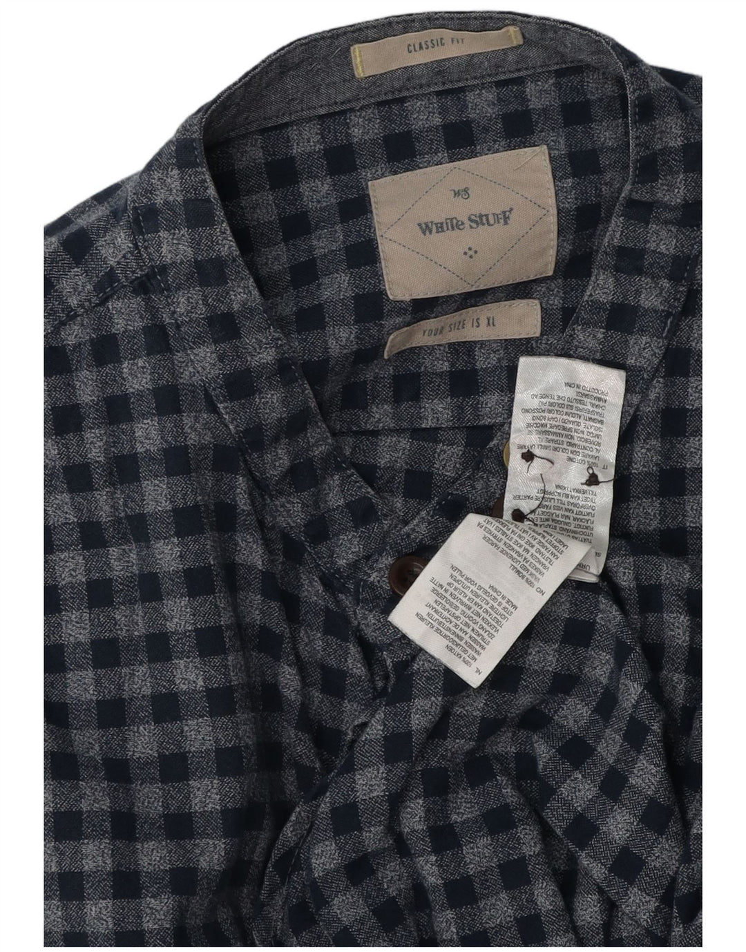 Camisa de corte clásico para hombre de White Stuff XL de algodón a cuadros azules