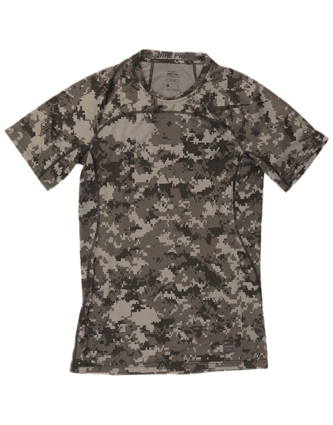 Nike Camiseta ajustada con gráfico para hombre Top pequeño poliéster geométrico gris