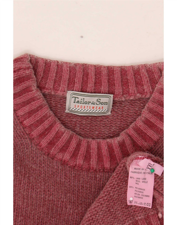 Tailor & Son Jersey de cuello redondo para hombre, talla 2XL, lana roja