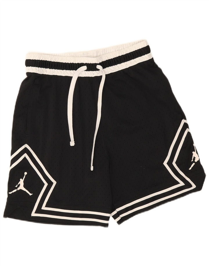 Jordan Shorts deportivos con estampado Dri Fit para hombre, poliéster con bloques de color negro pequeño
