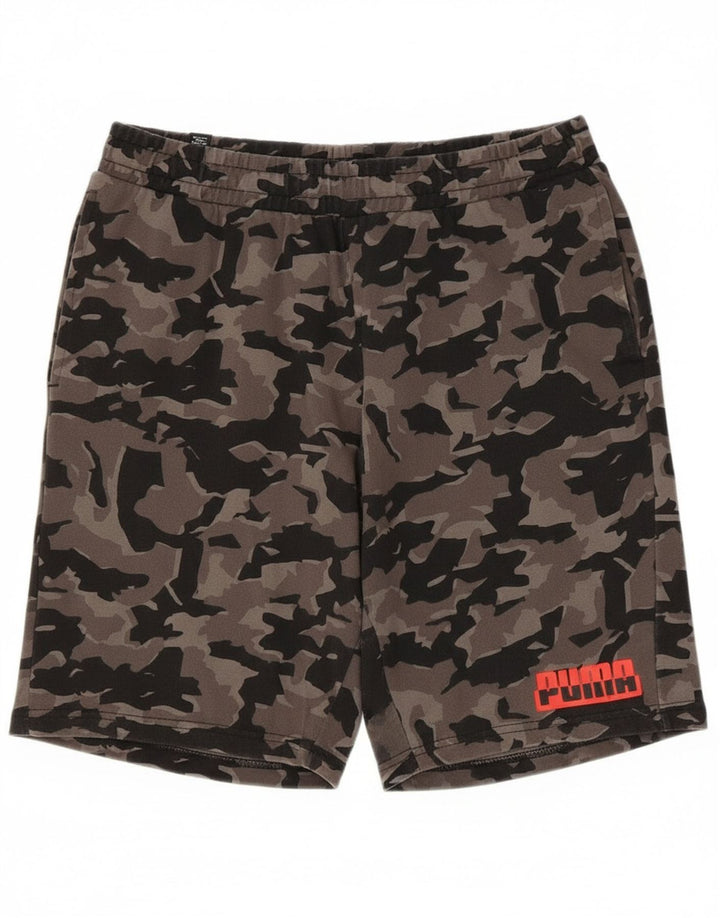 Puma Pantalones cortos deportivos para hombre de algodón de camuflaje gris grande