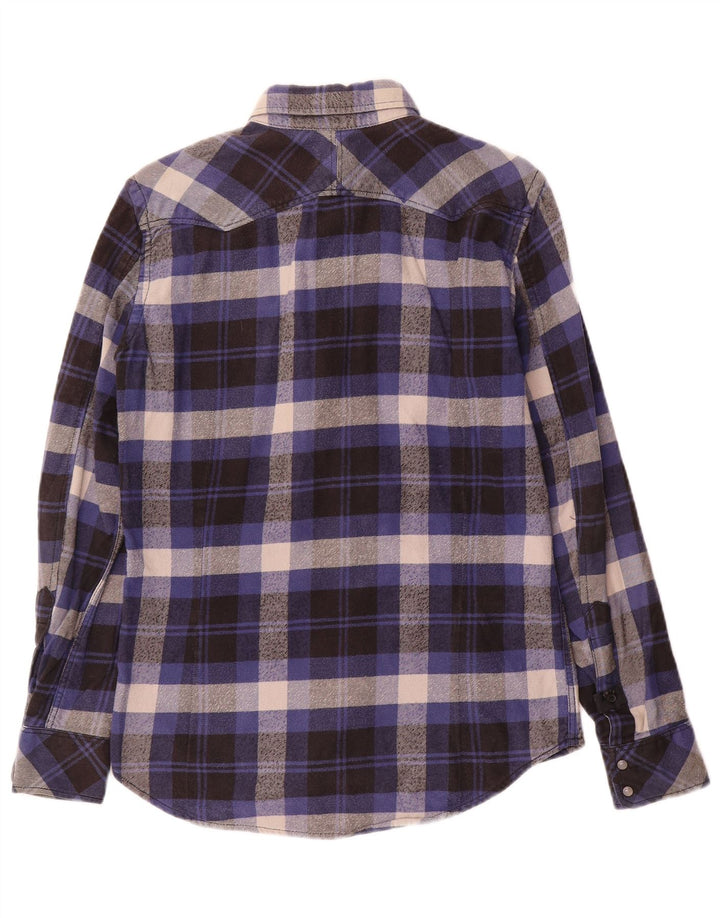 Diesel Hombre Camisa De Franela De Algodón A Cuadros Azul Marino Pequeño