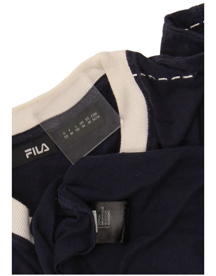 FILA Camiseta gráfica para hombre Top Medium Azul marino Algodón