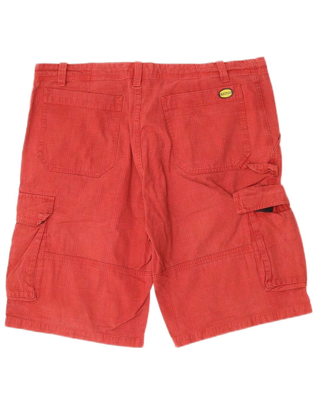 DIADORA Shorts Cargo Hombre XL W38 Algodón A Cuadros Rojos