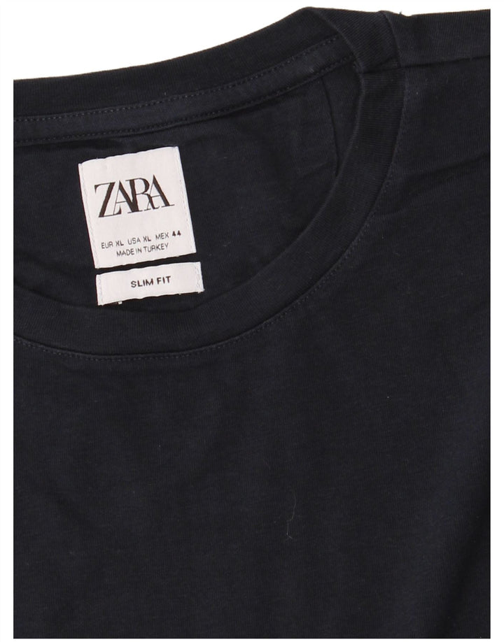 ZARA Hombre Camiseta Slim Fit Top XL Azul Marino
