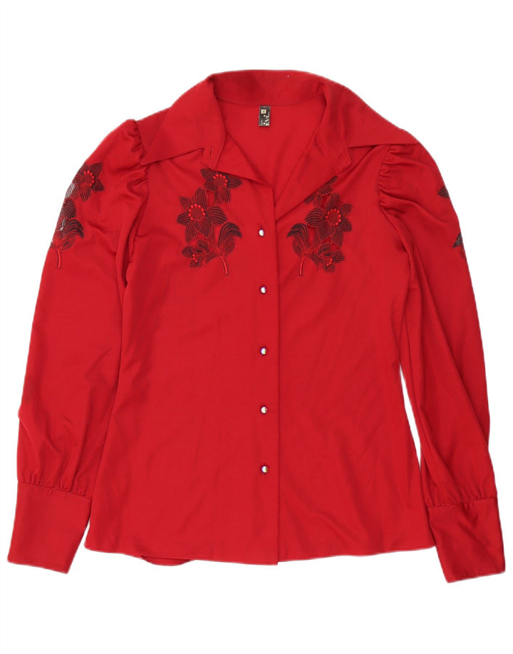 Blusa vintage para mujer IT 48 XL Poliéster floral rojo