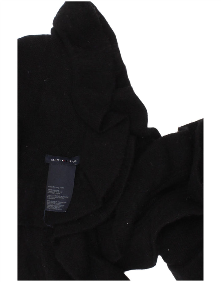Tommy Hilfiger Bufanda de punto con volantes para mujer Talla única Cachemira negra