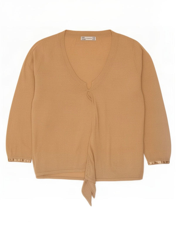 Zara Mujer Top Manga 3/4 UK 46 Large Beige Ramie