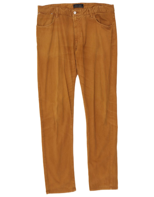 Zara Mens Slim Casual Pantalones EU 46 XL W36 L34 Marrón Algodón