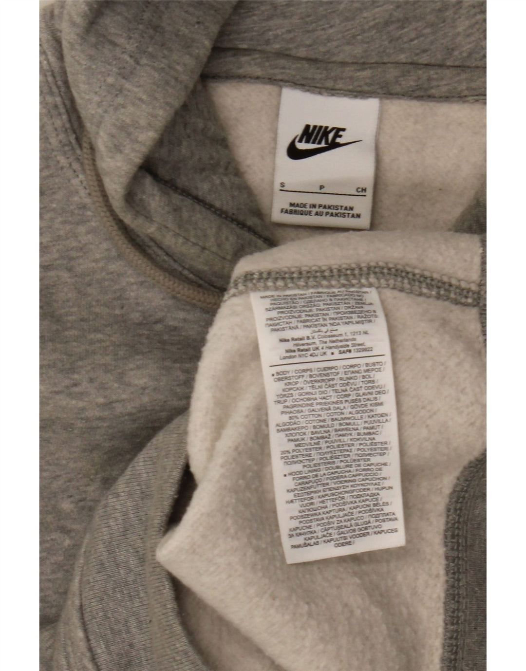 Nike Jersey con capucha para hombre, talla pequeña, algodón moteado gris