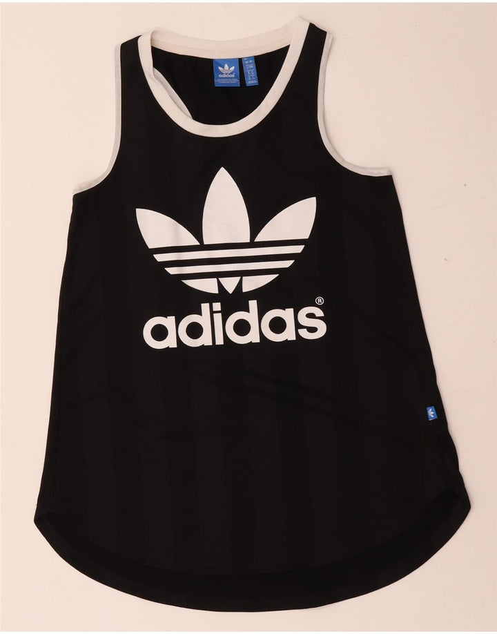 Adidas Mujer Gráfico Chaleco Top UK 8 Pequeño Poliéster Negro