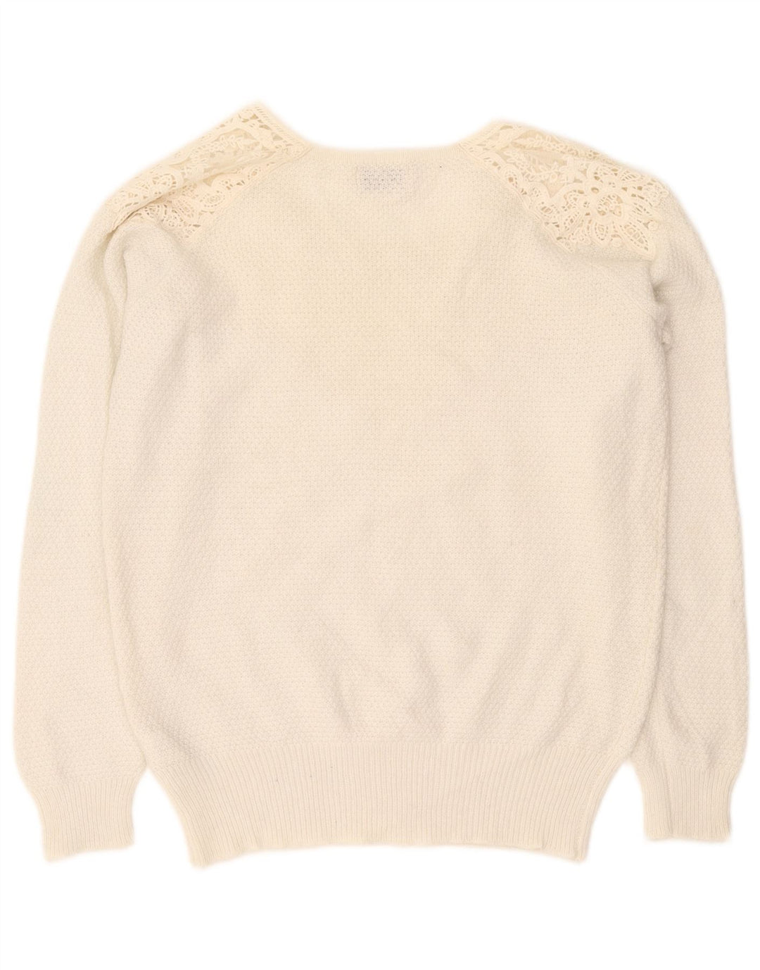 Marks & Spencer Suéter tipo jersey con cuello barco índigo para mujer UK 12 Medium White
