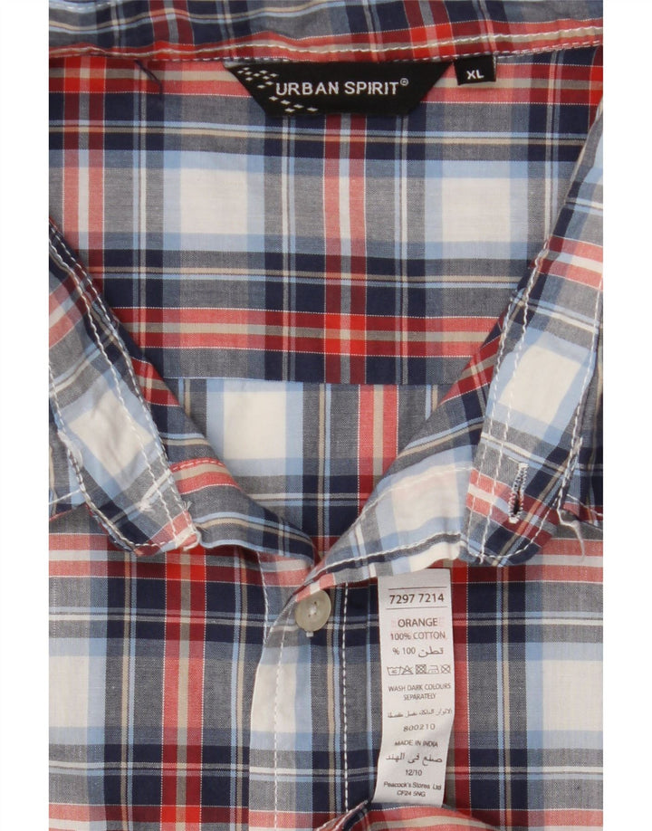 URBAN SPIRIT Camisa Manga Corta Hombre XL Algodón Cuadros Multicolor