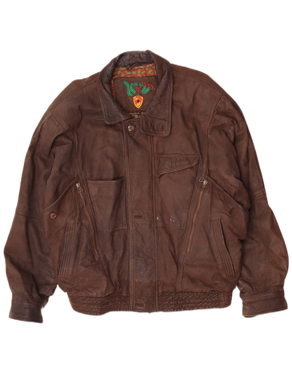 Vintage hombres chaqueta de cuero Reino Unido 40 marrón grande