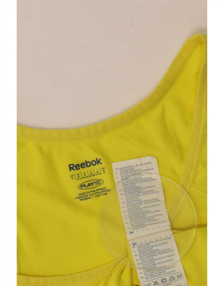 Reebok Mujer Chaleco Top UK 8/10 Pequeño Amarillo Poliéster