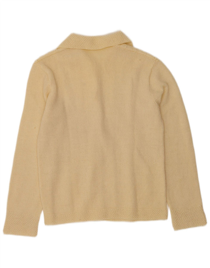 Vintage mujer Cardigan suéter Reino Unido 12 Medio Beige