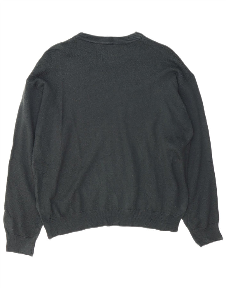 LACOSTE Jersey para hombre con cuello barco talla 4 mediana lana negra