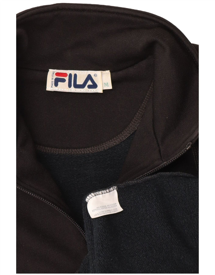 FILA Chaqueta superior de chándal gráfico para mujer UK 40 Mediano Poliéster negro