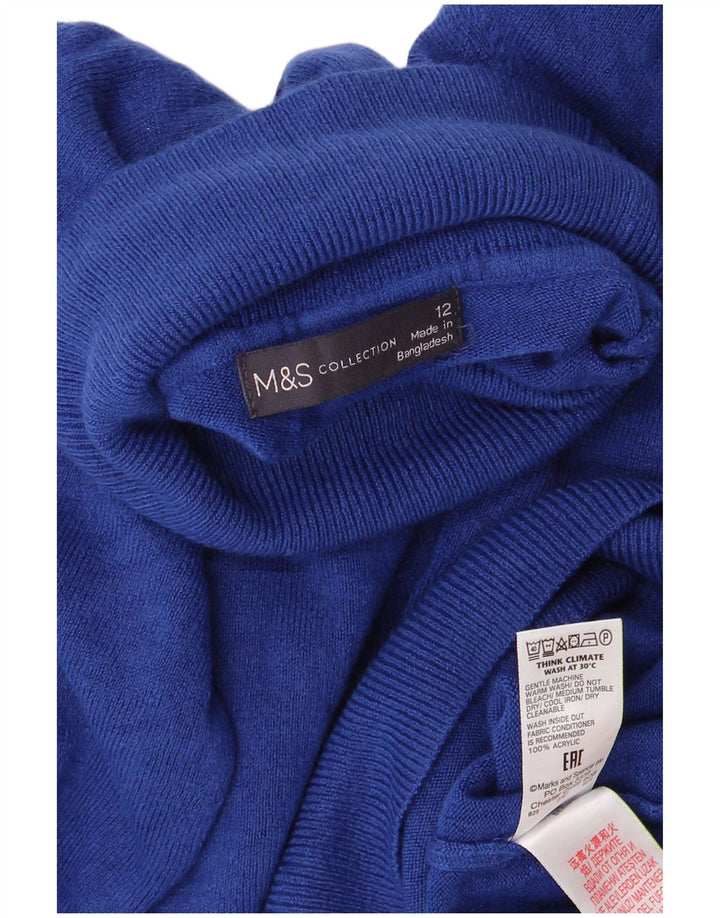 Marks & Spencer - Jersey con cuello vuelto para mujer, talla 40, acrílico azul mediano