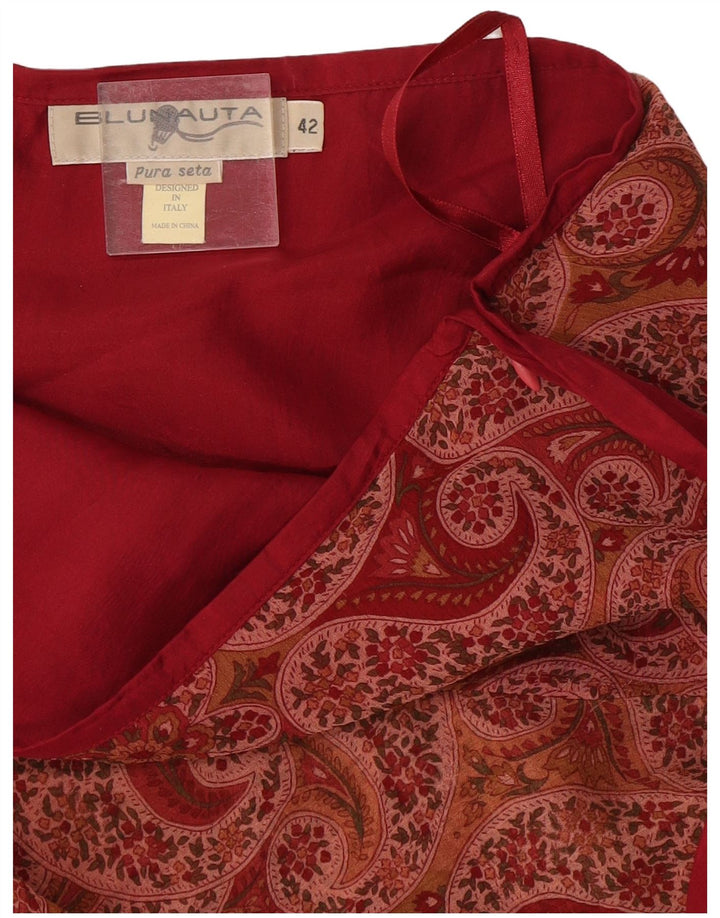 Blunauta Minifalda para mujer IT 42 Medium W30 Borgoña Paisley Seda