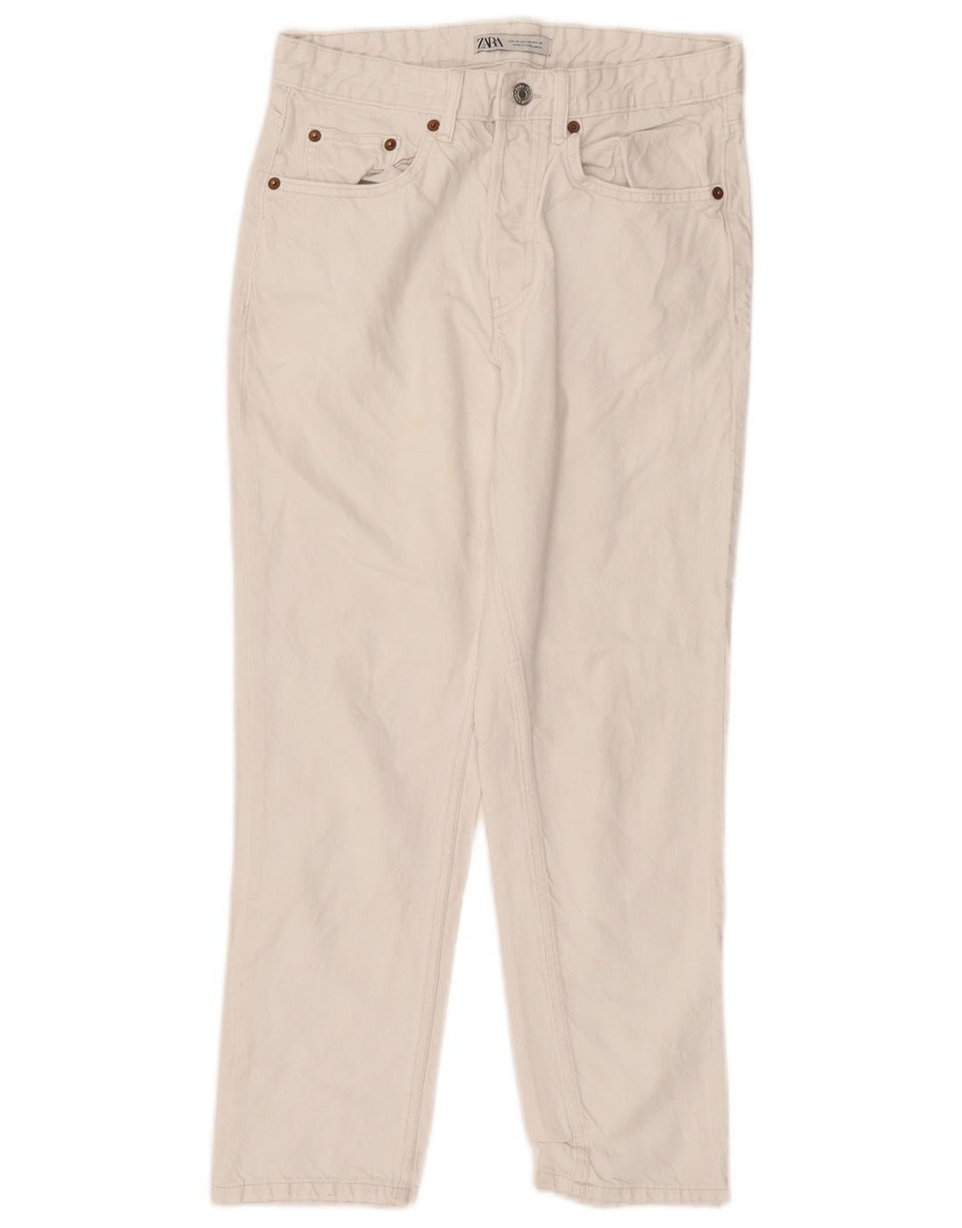 Zara Jeans rectos para hombre EU 38 Small W30 L26 Algodón blanco