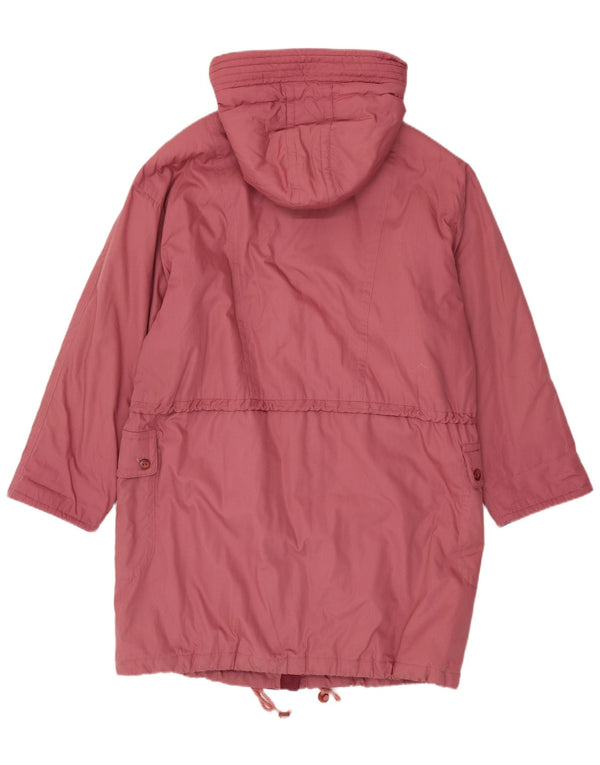 Vintage mujer con capucha abrigo acolchado de gran tamaño Reino Unido 16 poliéster rosa grande