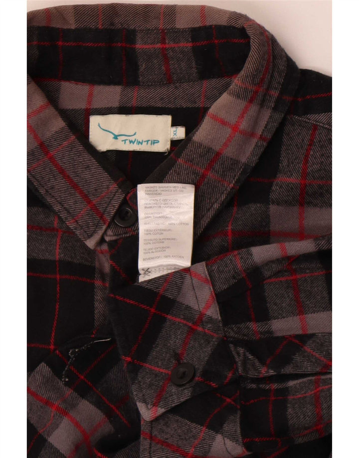 Camisa de franela vintage para hombre XL Algodón a cuadros negros