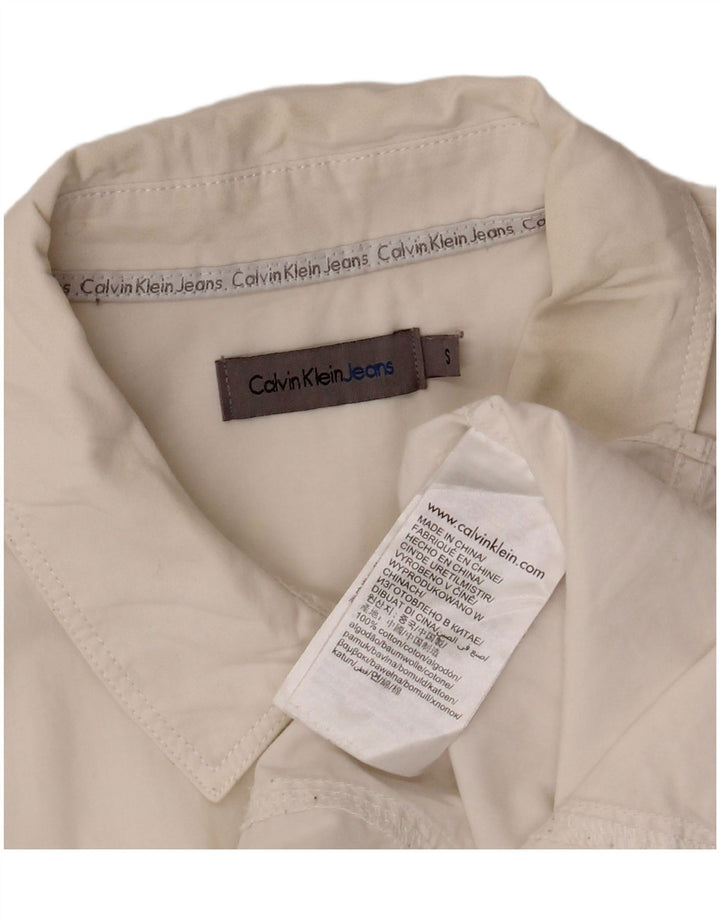 CALVIN KLEIN JEANS Camisa extragrande para mujer UK 10 Small White Cotton