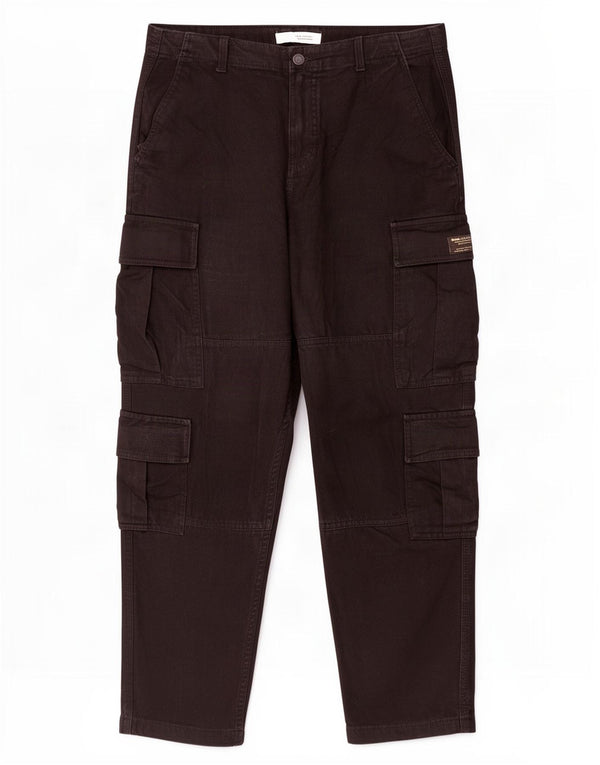 Zara Pantalón cargo recto para hombre EU 44 Large W34 L27 Negro