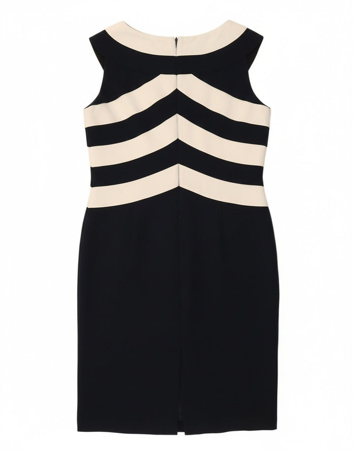 JACQUES VERT Womens Sleeveless Sheath Dress UK 12 Medium Navy Blue Striped
