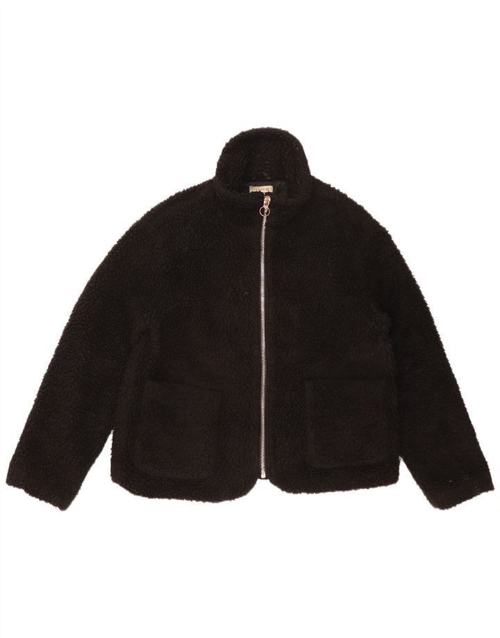 Topshop Chaqueta polar extragrande para mujer UK 14 Mediana Poliéster negro