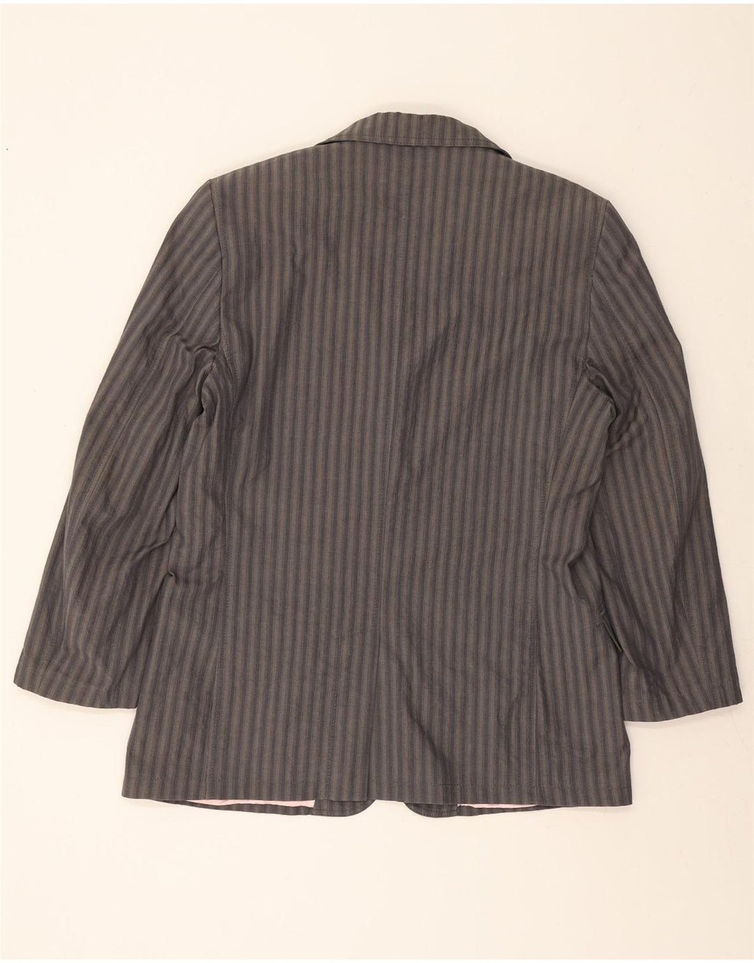 DOLCE & GABBANA Mens 2 Button Blazer Jacket UK 40 Large Grey Striped Vintage Dolce & Gabbana and Second-Hand Dolce & Gabbana from Messina Hembry 