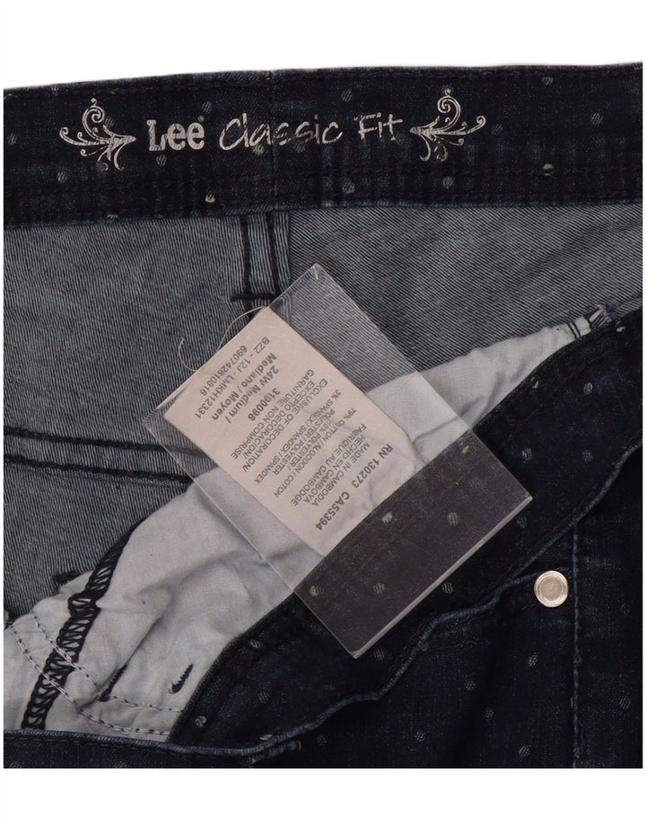 LEE Pantalones vaqueros capri de ajuste clásico para mujer US 24 4XL W48 L20 algodón manchado azul