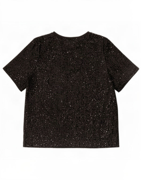 Marks & Spencer Blusa Suelta con Lentejuelas para Mujer UK 40 XL Poliéster Negro