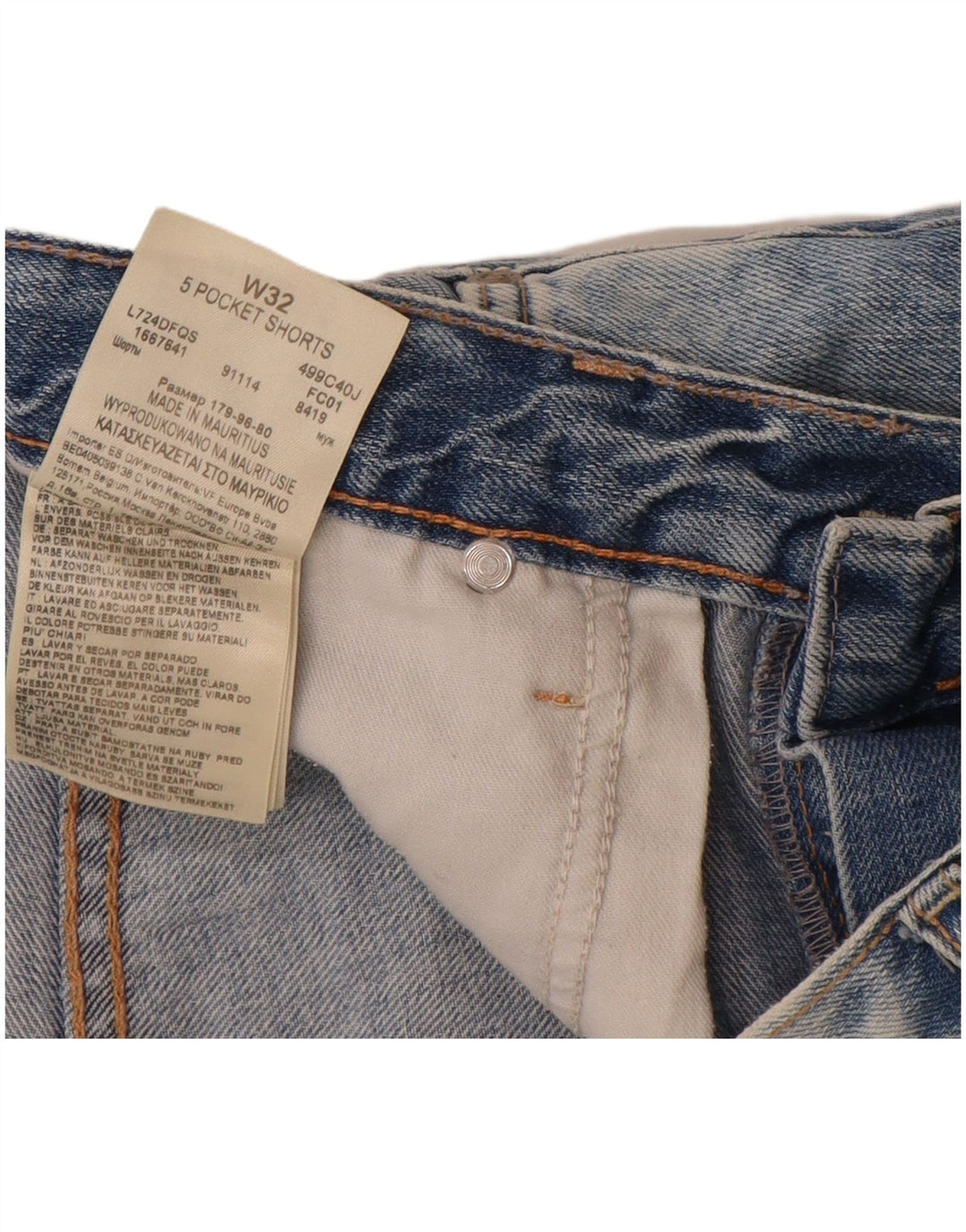 Pantalones cortos vaqueros Lee para hombre W32 de algodón azul medio