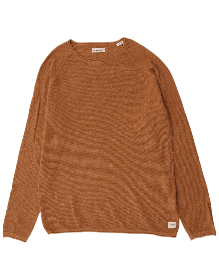 Jack & Jones Jersey con cuello redondo para hombre, talla grande, algodón marrón