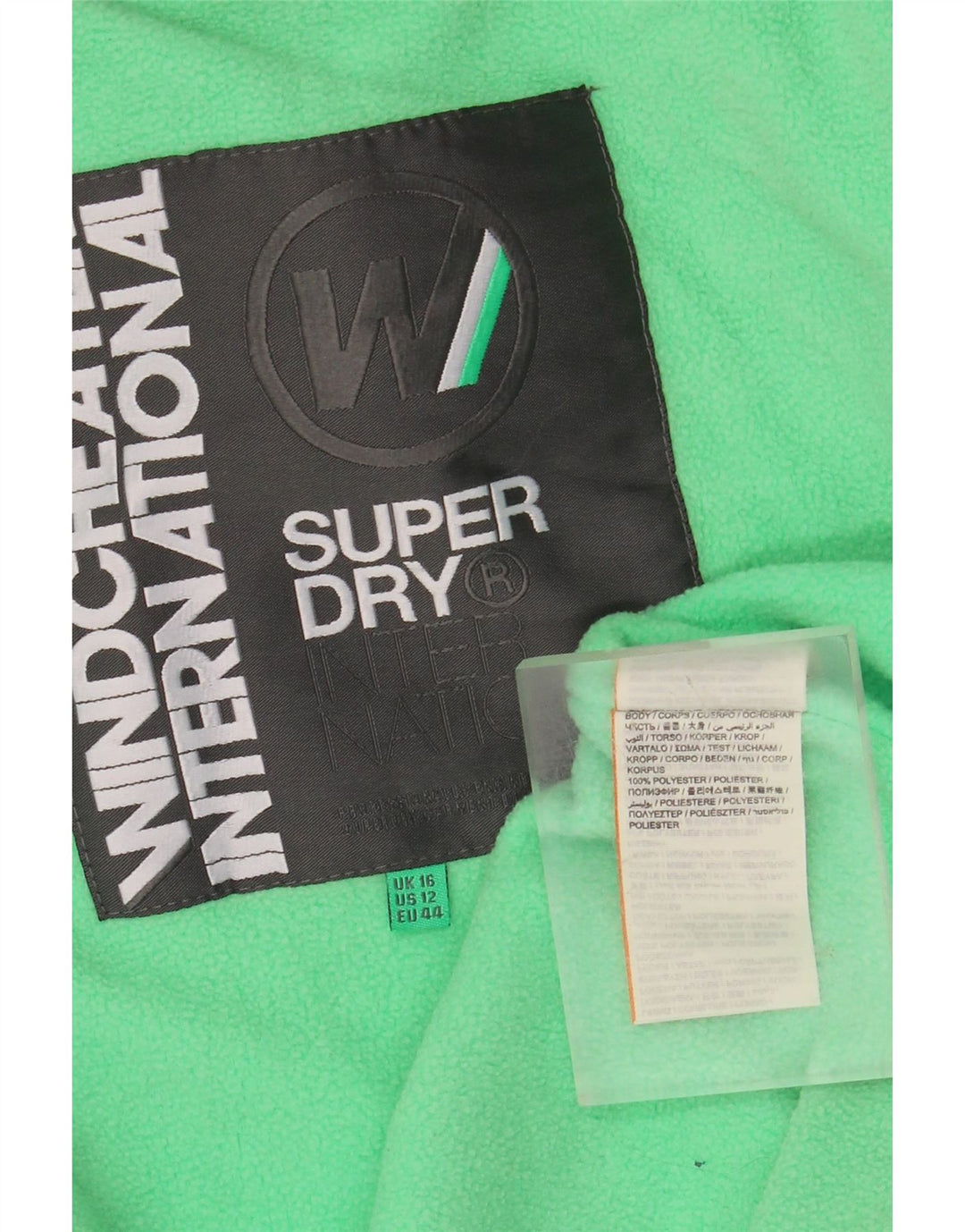 SUPERDRY Chaqueta cortavientos con capucha para mujer UK 46 Poliéster gris grande